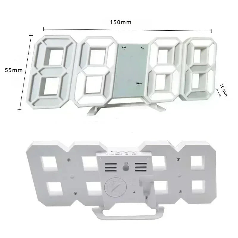Large 3D LED Digital Wall Clock | USB, Adjustable Brightness