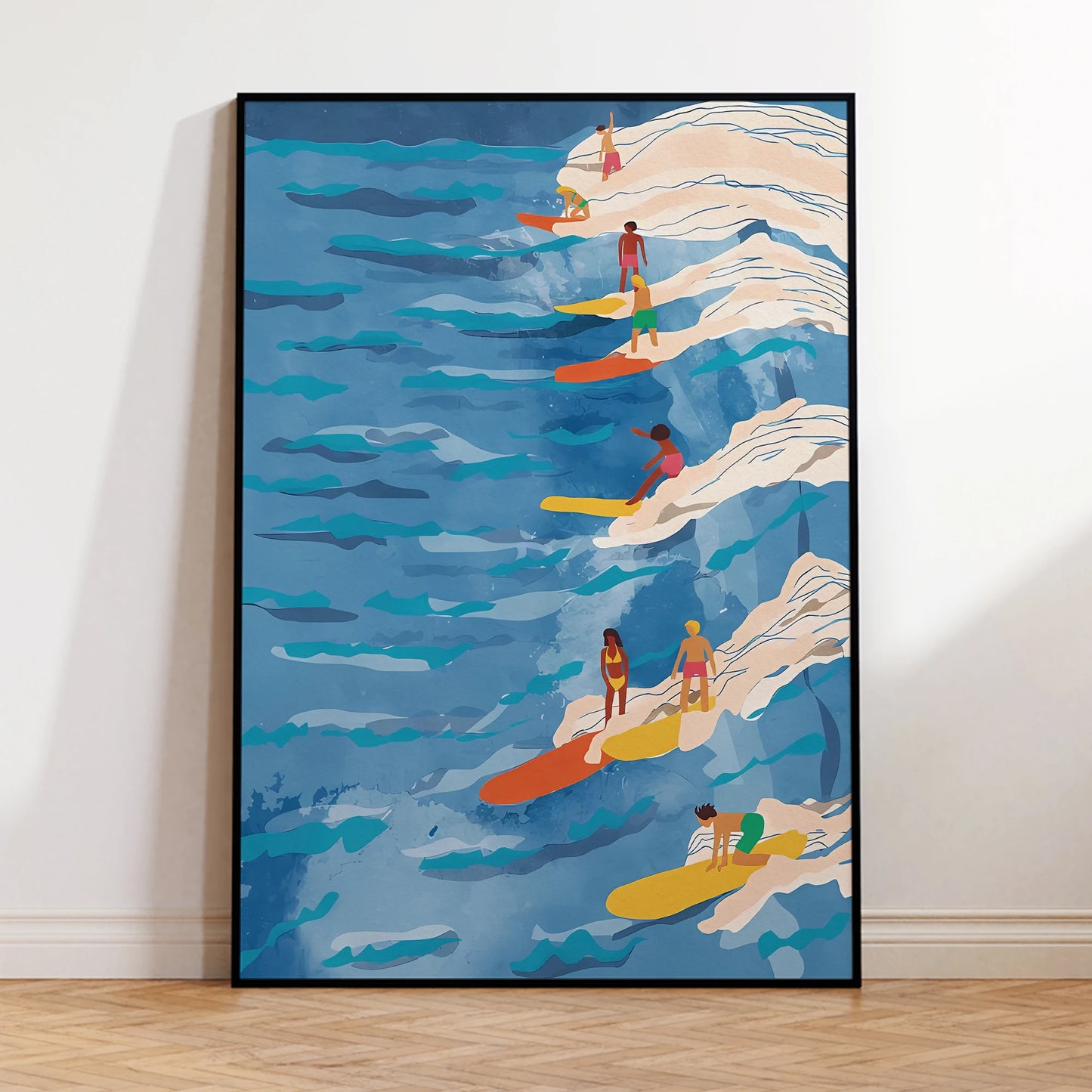 Surfing Blue Waves Canvas Wall Art Print | Modern Home Decor Canvas Wall Art Print Peaceful Pleasures Health and Wellness T80657-01 30x40cm Unframed