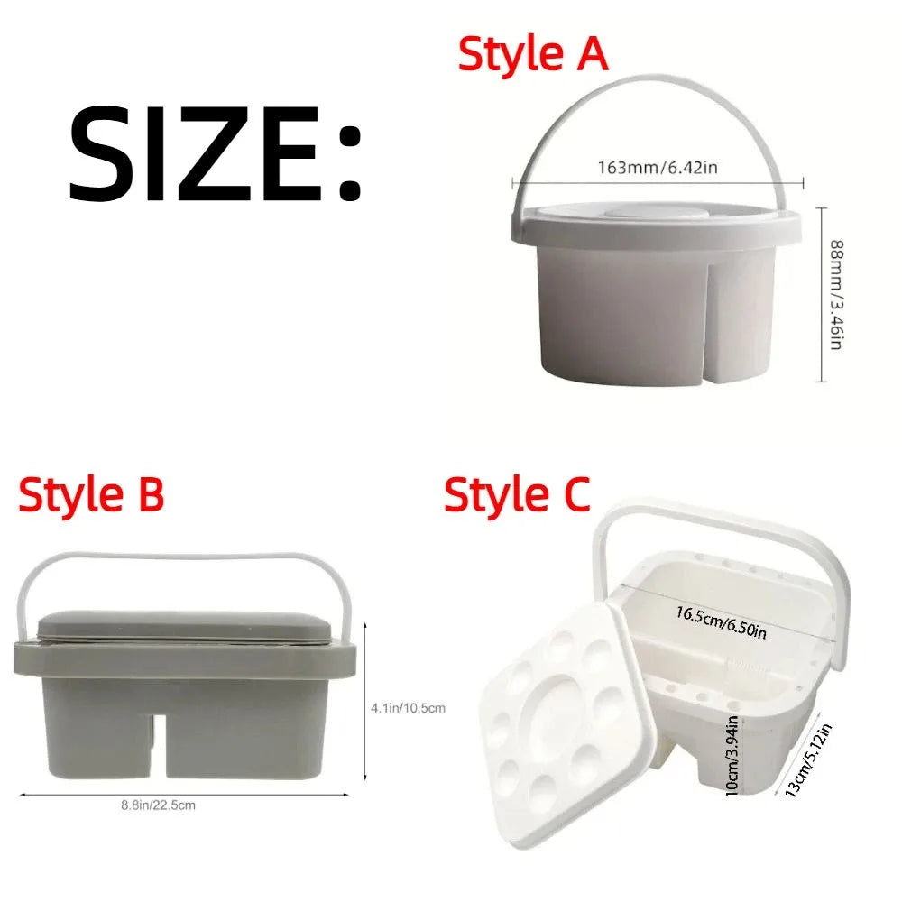 Multifunctional Brush Washer Bucket Portable Handheld Brush Cleaning Tool with Palette Lid Easy To Clean Painting Brush Holder Peaceful Pleasures Health and Wellness
