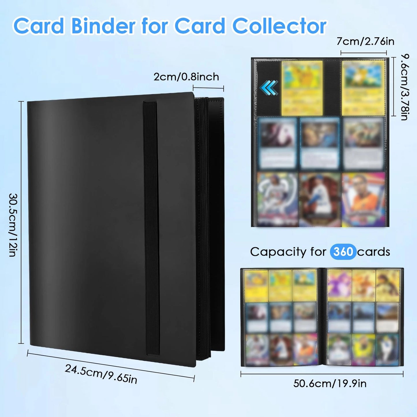 9-Pocket Card Album Book Folder Large Capacity Can Hold 360 Cards For Sport/YGO/PTCG/ Game Card Binder Photographs Collection Peaceful Pleasures Health and Wellness