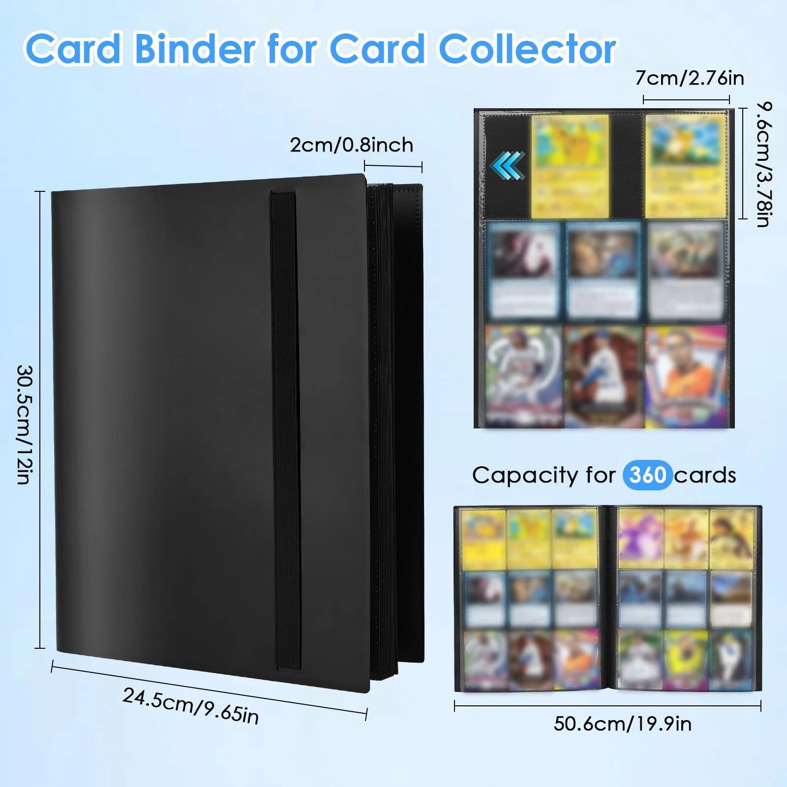 9-Pocket Card Album Book Folder Large Capacity Can Hold 360 Cards For Sport/YGO/PTCG/ Game Card Binder Photographs Collection Peaceful Pleasures Health and Wellness
