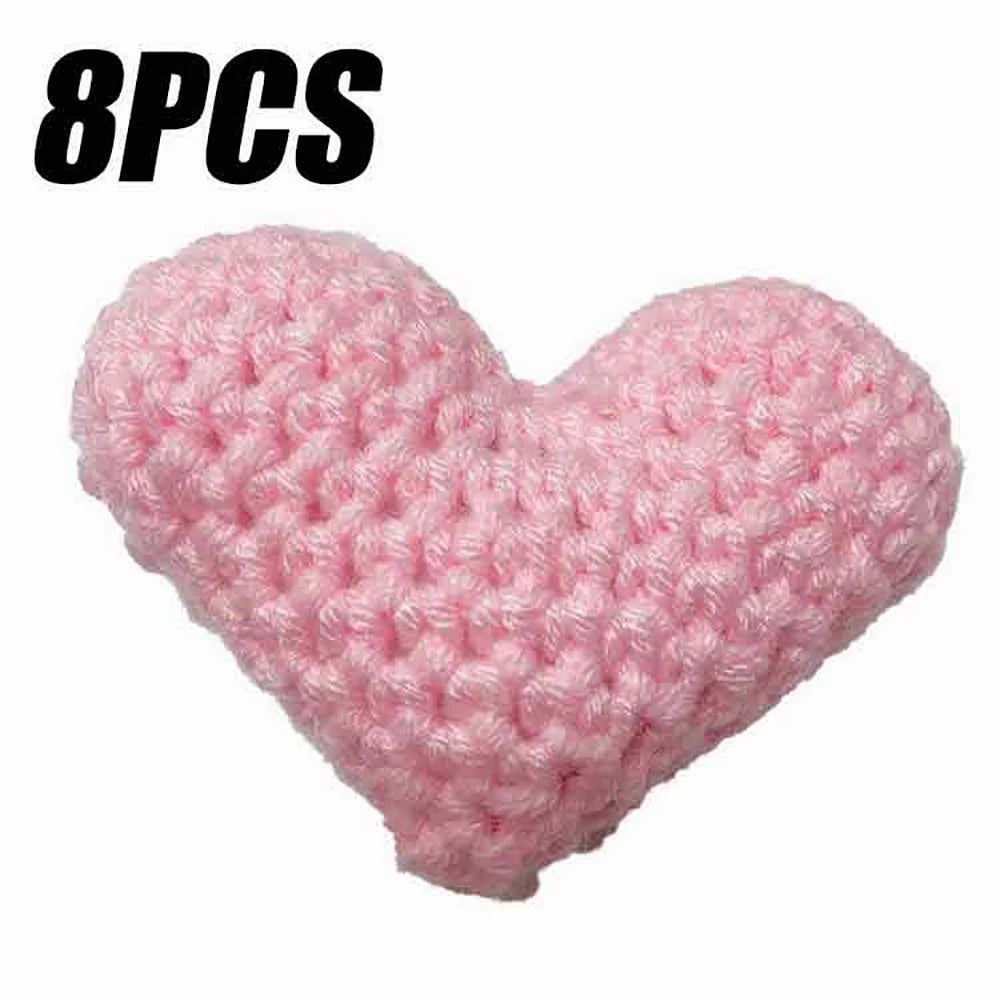 Handmade Crochet Heart Appliques 8 Pcs | Wool DIY Craft Hearts
