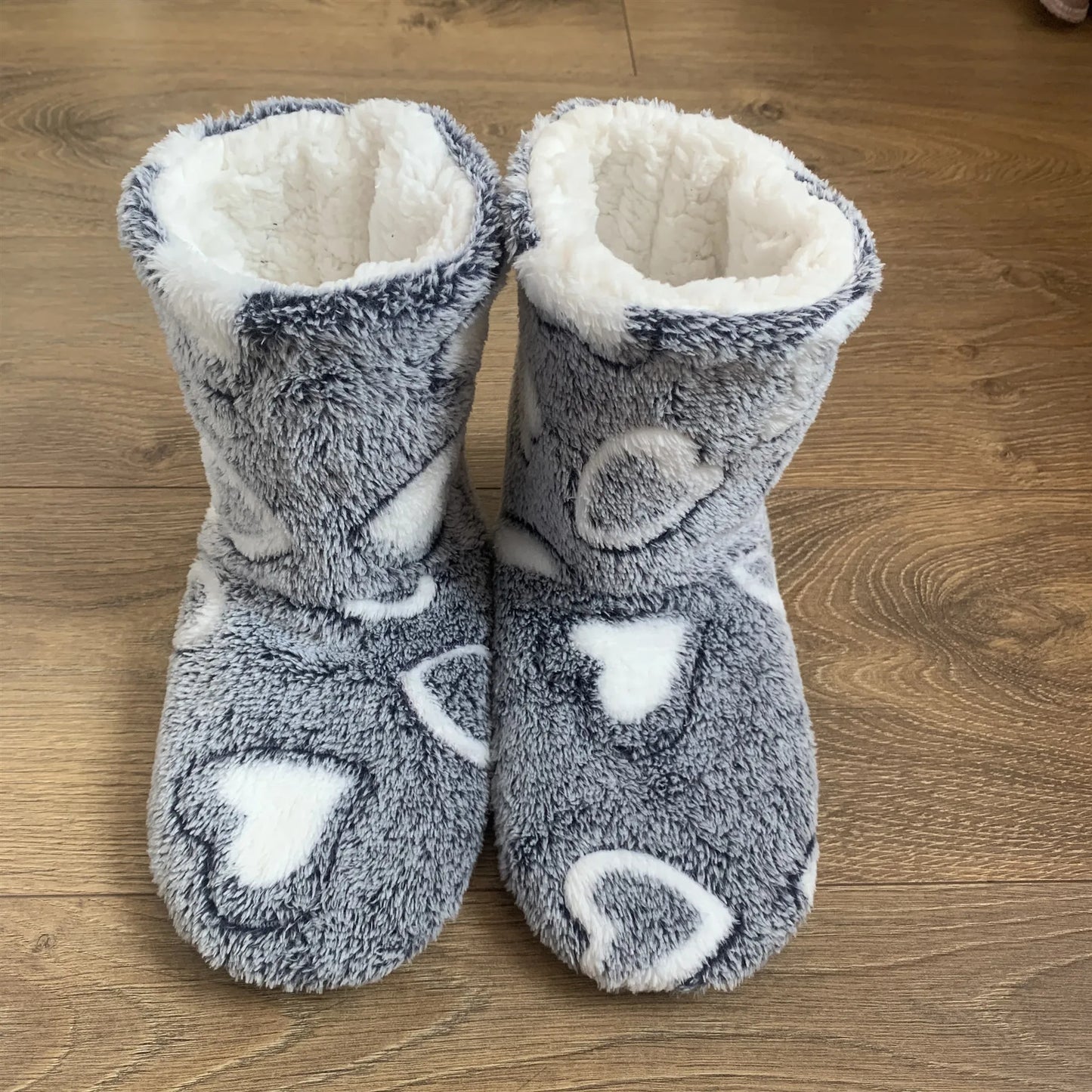 Women's Winter Home Slippers | Heart Print Non-Slip & Warm