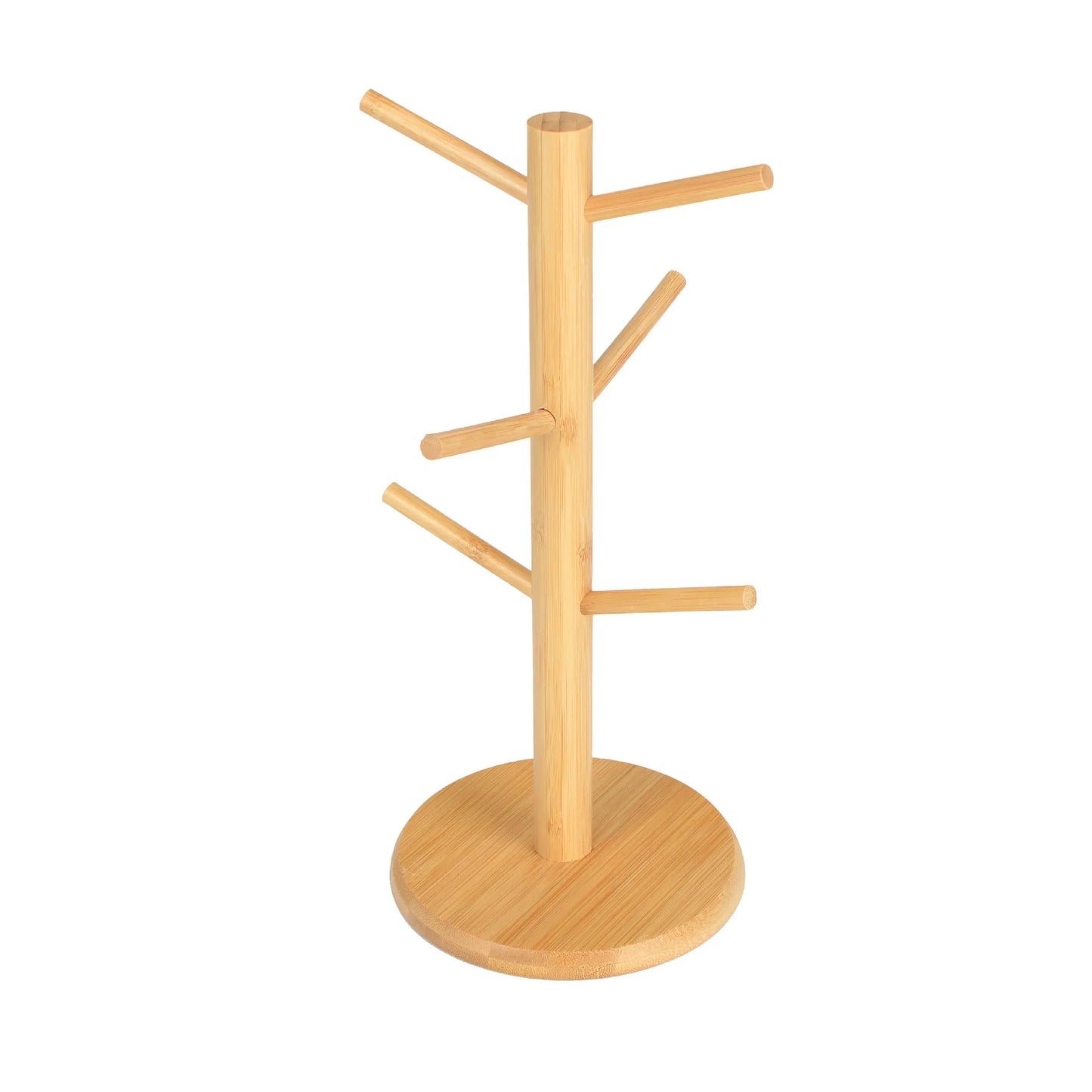 Tree Shape Bamboo Mug Holder Stand – 6-Hook Cup Display Rack