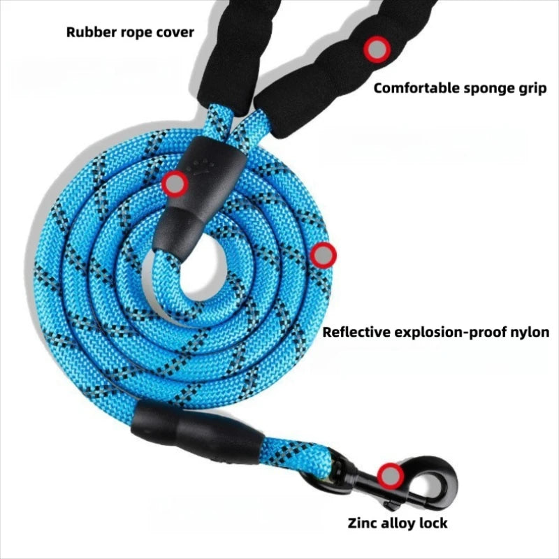 3m Pet Reflective Nylon Tow Rope Non Slip Foam Handle Pet Adjustable Towing Ropes Large Middle Small Dogs Outdoors Pet Supplies Peaceful Pleasures Health and Wellness