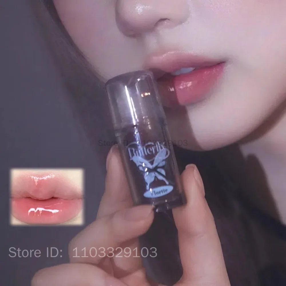 FLORTTE Butterfly Mirror Lip Gloss – Jelly Tint & Plumping Glaze