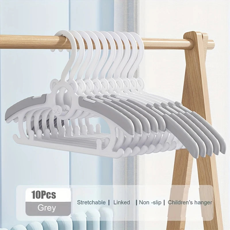 Hangers for Closet, Non-Slip Clothes Hangers, Pink Grey Adjustable Toddler Hanger for Girl Boy Hangers, Space Saving Peaceful Pleasures Health and Wellness 10Pcs Grey