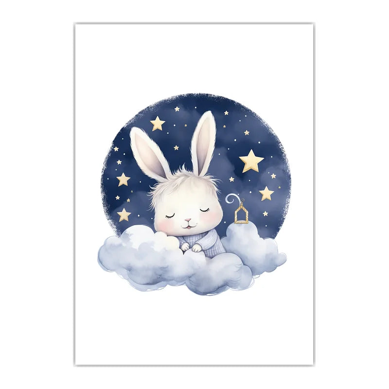 Nursery Wall Art, Nordic Cute Animal Cartoon Canvas Painting | Baby Poster for Toddler Kids Room Decor Peaceful Pleasures Health and Wellness 04 50x70cm NoFrame China Mainland