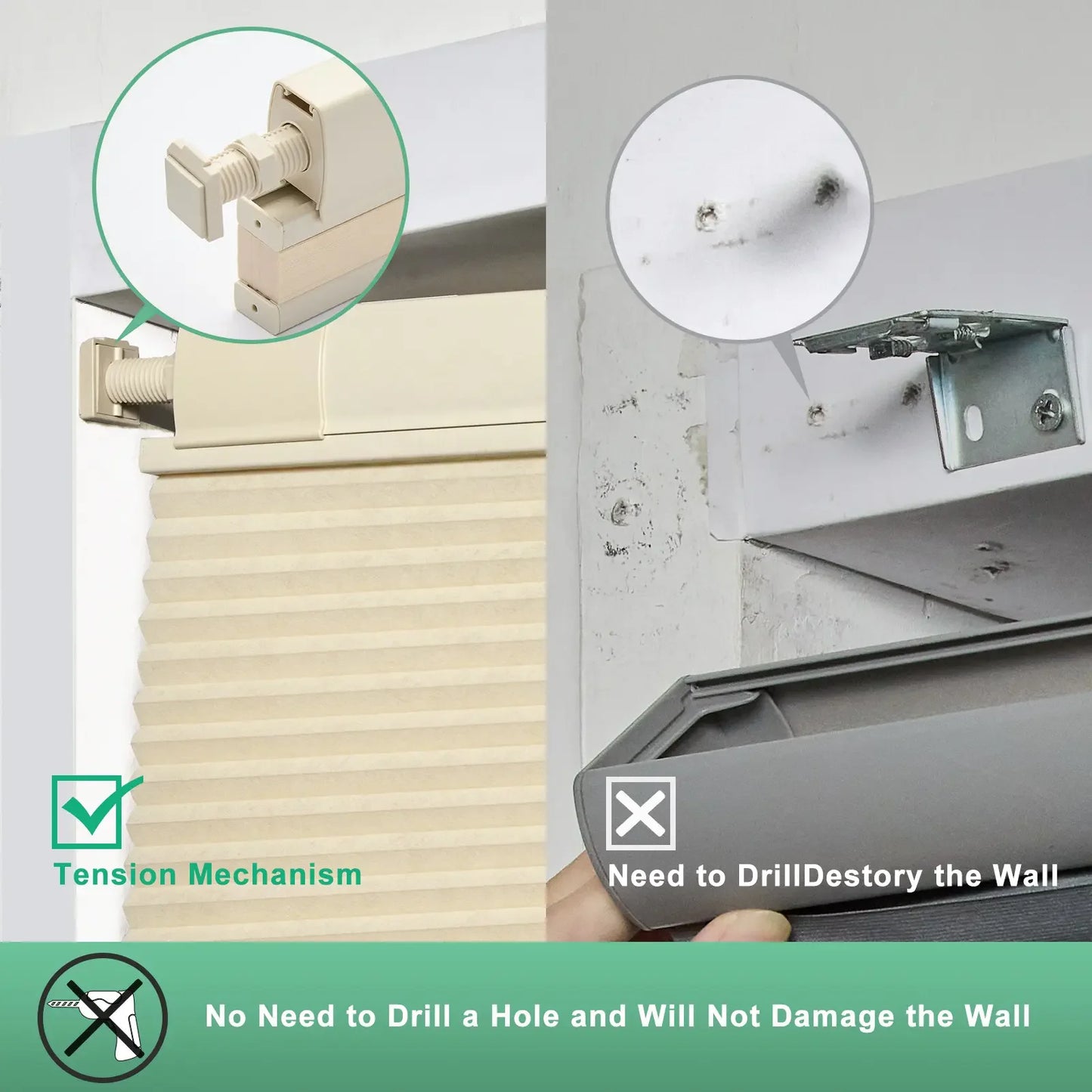 No-Drill Honeycomb Blinds | Thermal UV Blocking Bedroom