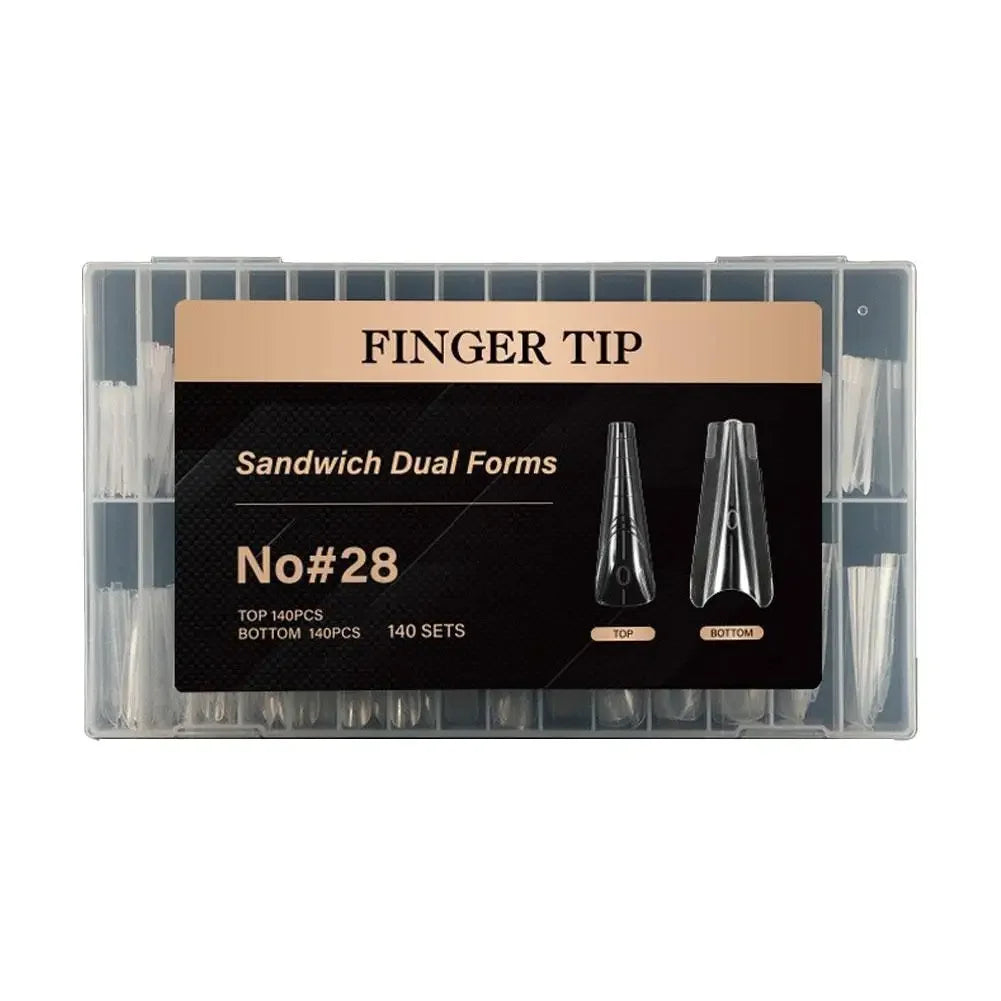 140/280Pcs Sandwich False nails Dual Forms Nail Mold for Quick Nails Extension 14 Sizes Plastic Nail Form Tools Nail Art Design Peaceful Pleasures Health and Wellness NO 28