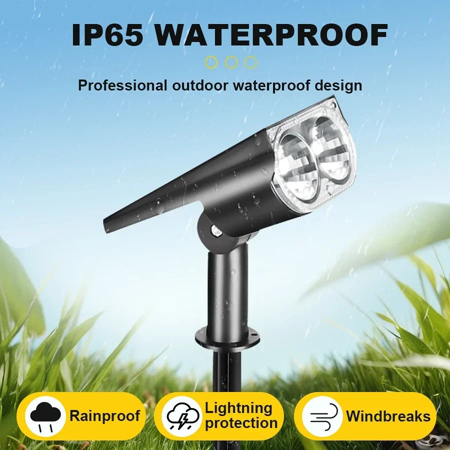 2-LED Solar Spotlight – IP65 Waterproof Outdoor Garden Light