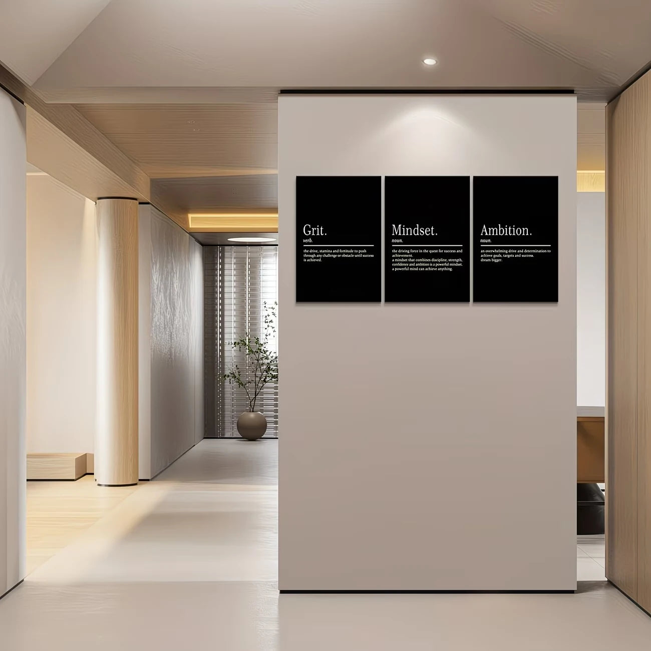 3-Piece Determination & Ambition Canvas Wall Art | Modern Print