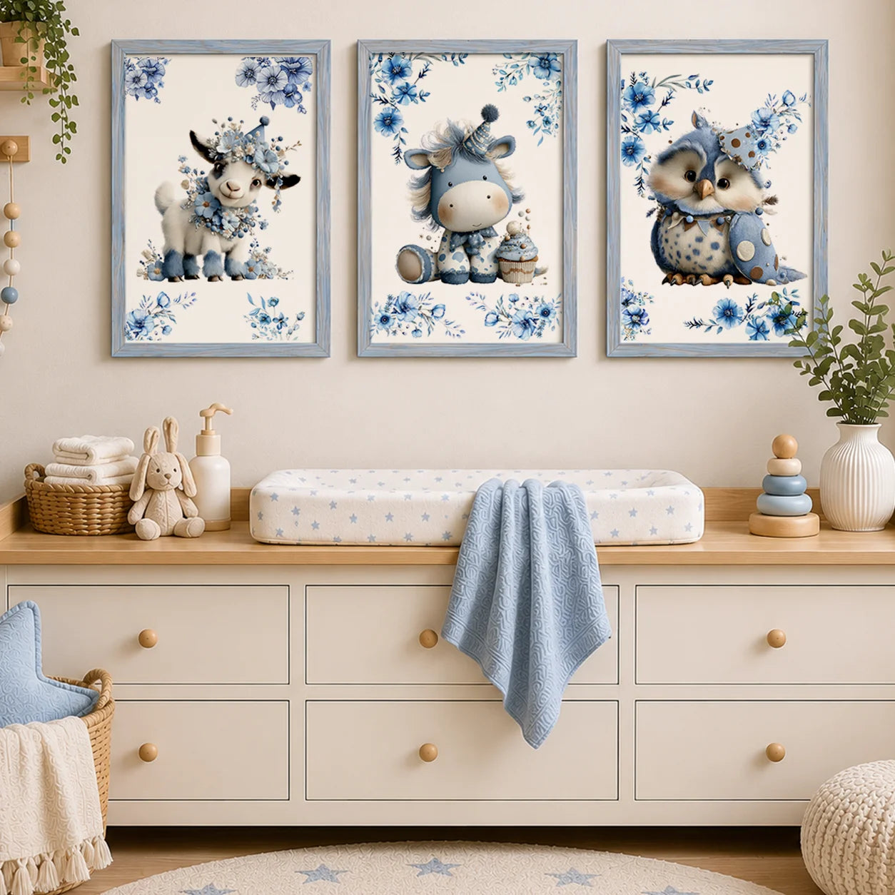 Custom Name Nursery Wall Art, Animal Flower Canvas Painting, Nordic Poster Print for Baby, Toddler Kids Room Decor Peaceful Pleasures Health and Wellness