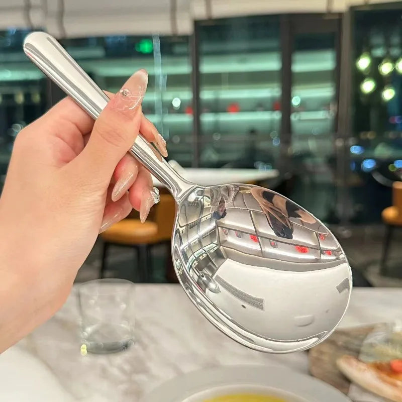 Stainless Steel Ladles For Serving Soup Rice Serving Spoon Drain Hole Heat Insulated Handle Kitchen Utensils For Daily Use Hot Peaceful Pleasures Health and Wellness
