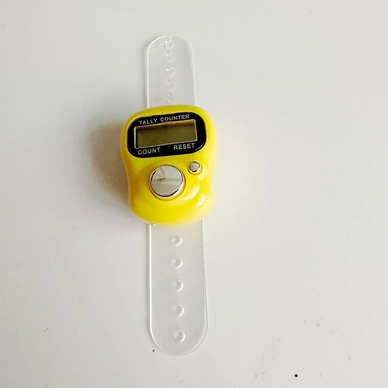 Versatile Mini Finger Counter Compass LED Electronic Handheld Tally Counter Clicker Counter Ring 0-99999 Peaceful Pleasures Health and Wellness yellow