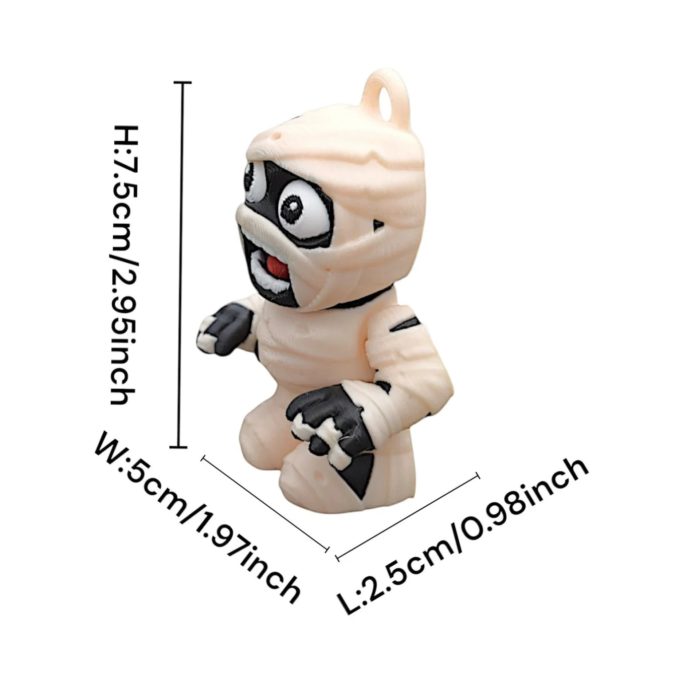 3D Printed Mummy Figurine | Halloween Keychain & Desk Decor