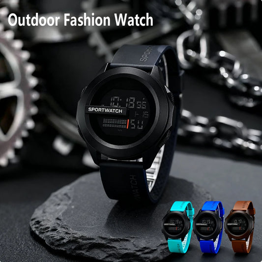 Waterproof Large Dial Men's Sporty Fashion Electronic Watch for Outdoor Adventure Decorative INS Style Peaceful Pleasures Health and Wellness