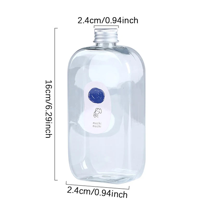 400ml Flat Square Reusable PET Drink Bottle with Lid Reusable Drink Bottle Peaceful Pleasures Health and Wellness