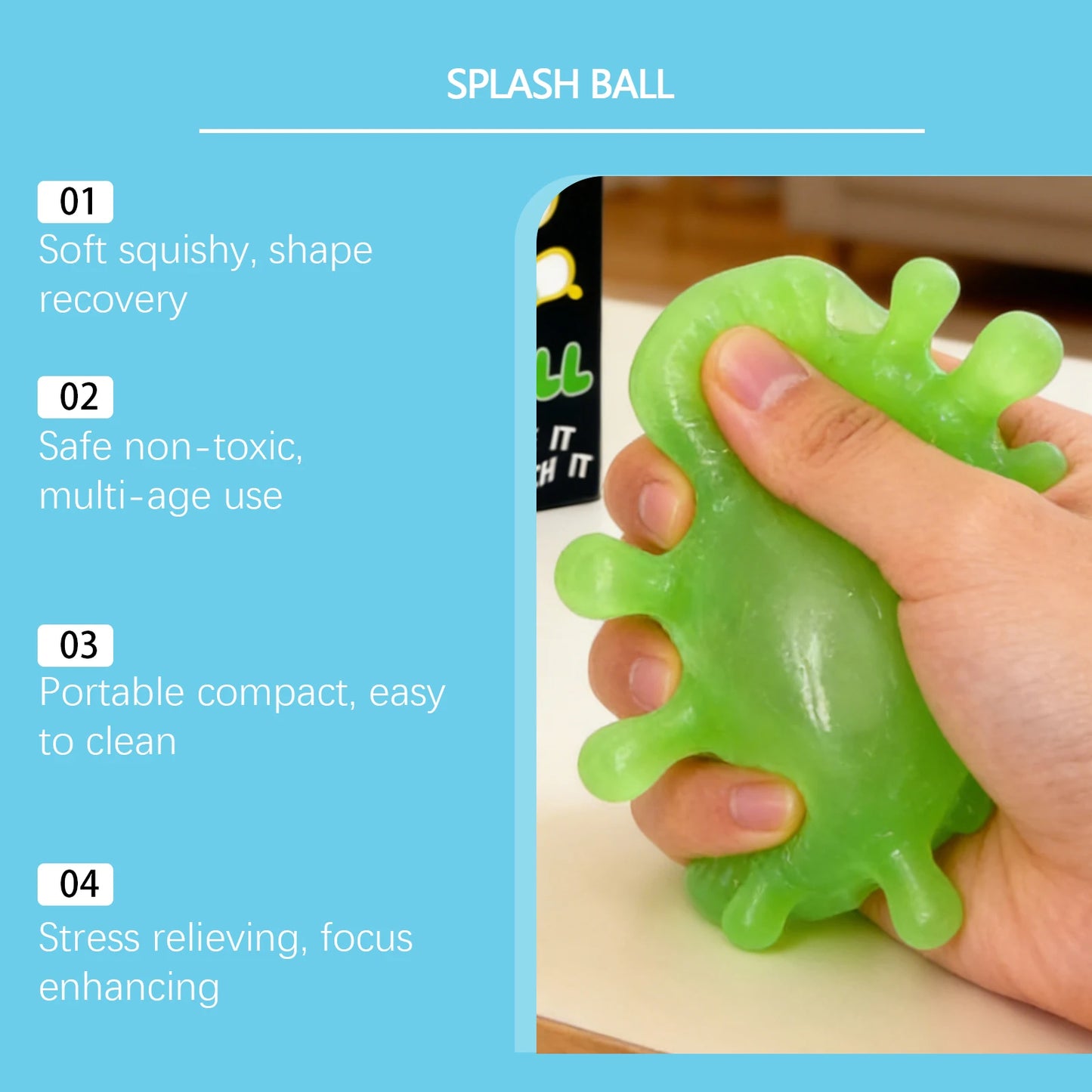 Squishy Sensory Fidget Squeeze Ball | TPR Calming Desk Toy