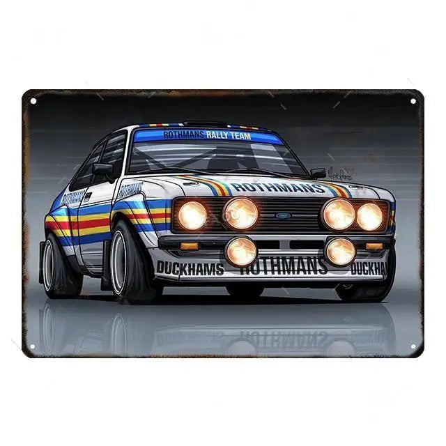 Cool Race Car Vintage Metal Poster Modern Sport Car Retro Tin Sign Auto Club Wall Decoration Plaque for Home Decor Peaceful Pleasures Health and Wellness 6 40x60cm Unframed