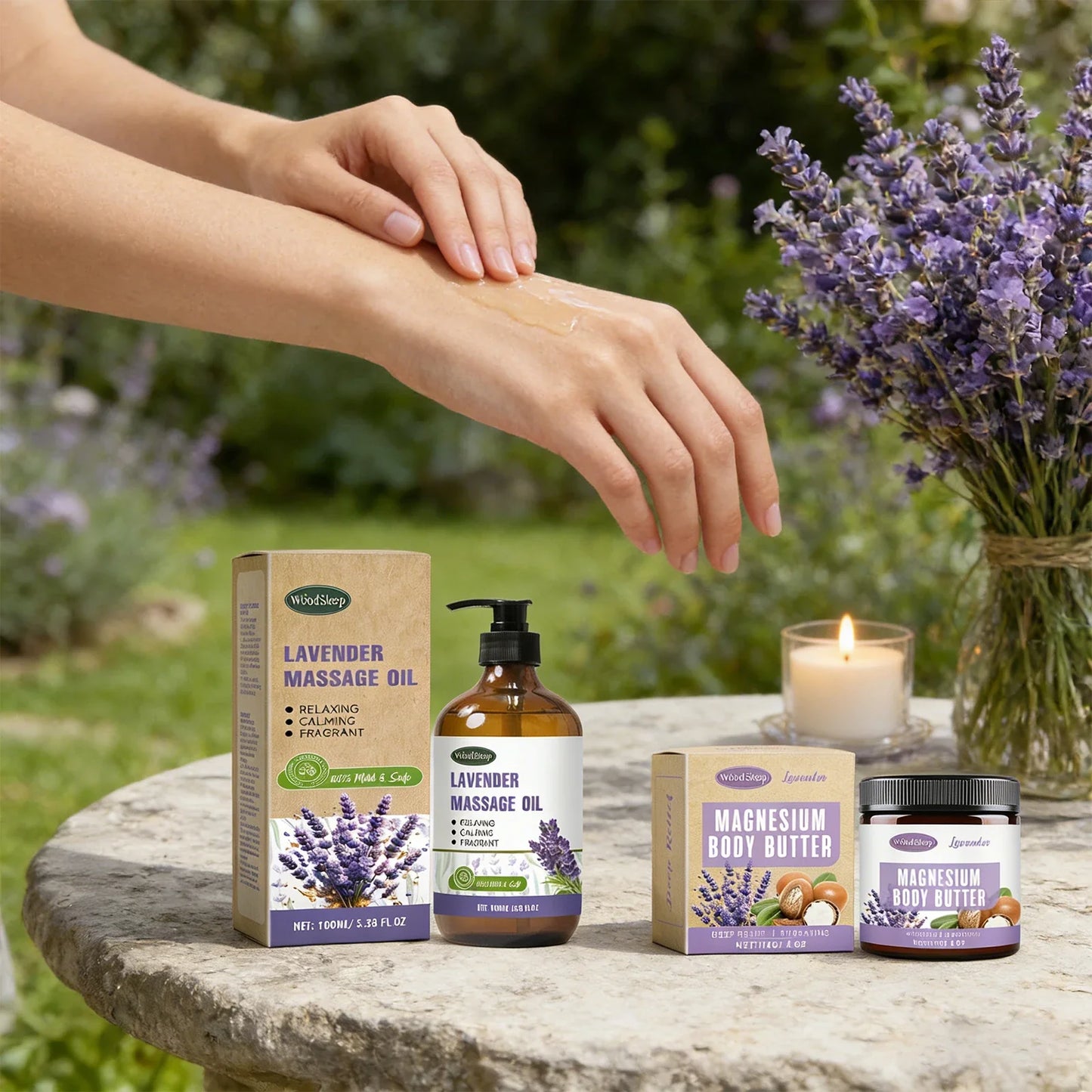 WOODSLEEP Lavender Massage Oil – Hydrating Body & Hair, 120ml