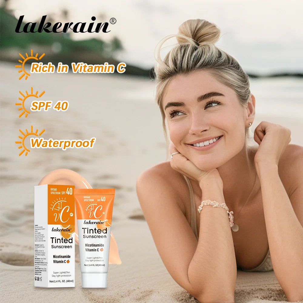 Vitamin C Tinted Sunscreen With SPF 40 Hydrating Mineral Sunscreen With Zinc Oxide & Titanium UV Protectio Dioxide Healthy Glow Peaceful Pleasures Health and Wellness