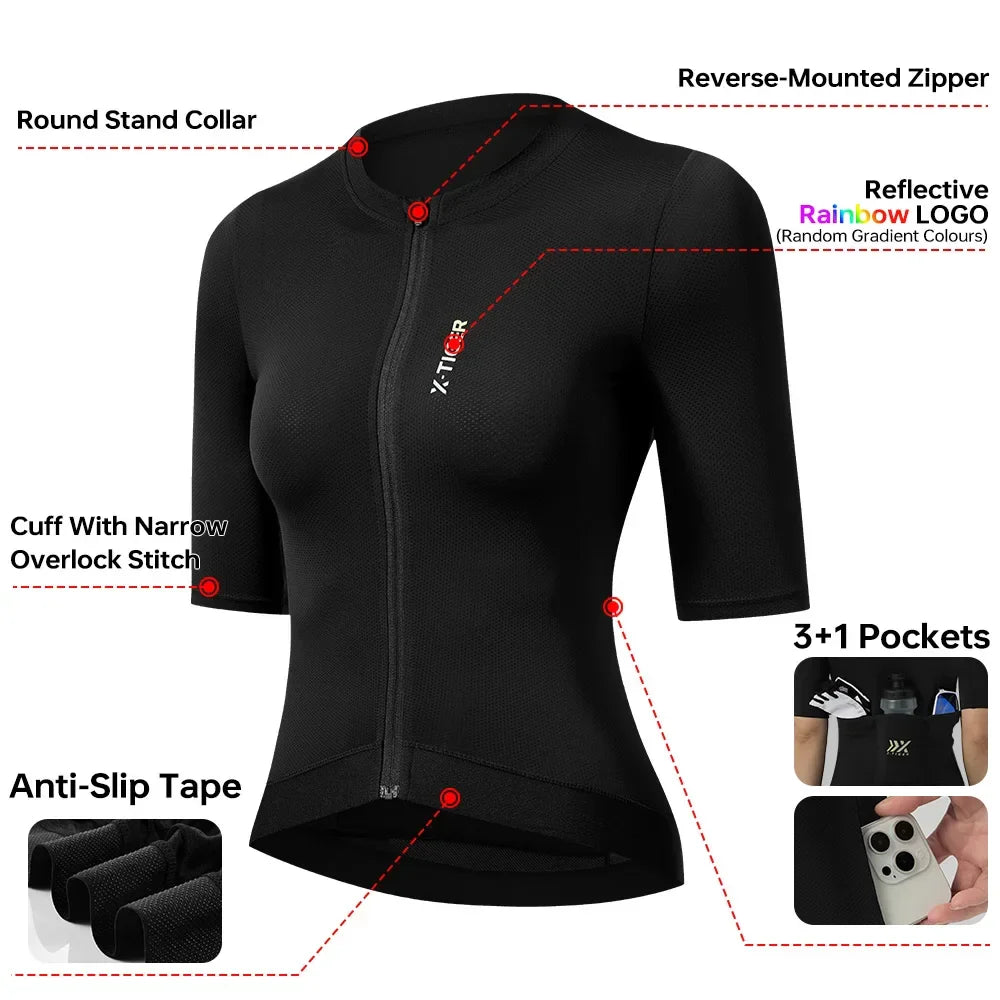 X-TIGER Women's Cycling Jersey UPF50+ Short Sleeve Bike Top