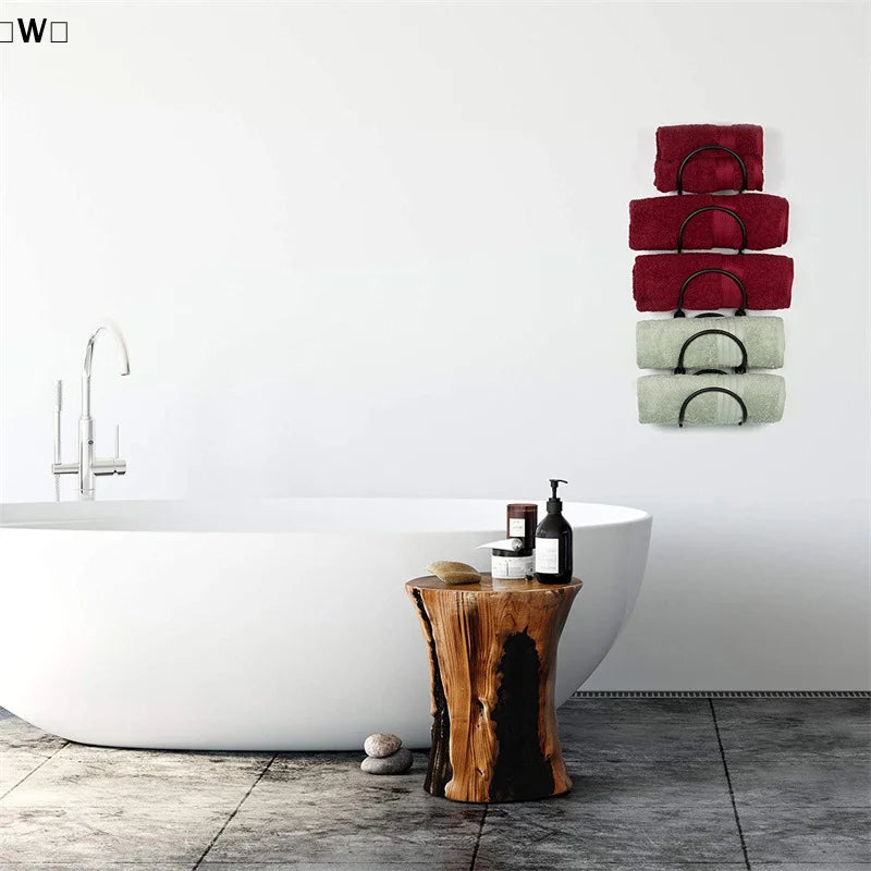 Wrought Iron Wall Towel Rack – Curved Bathroom Organizer