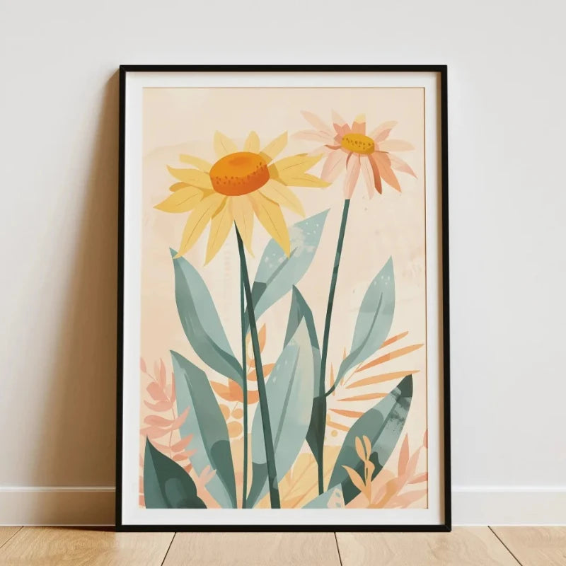 Minimalist Bamboo Tropical Leaf Botanical Canvas Wall Art Print