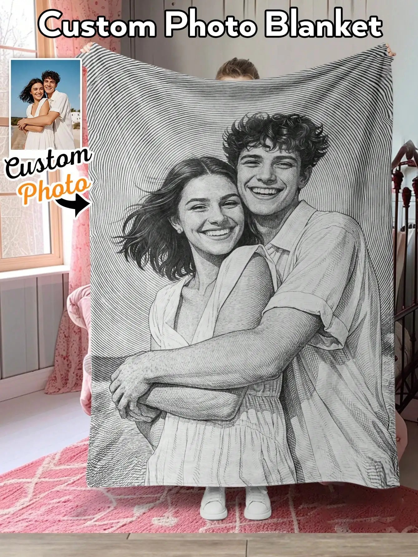 Custom AI Style Photo Blanket Personalized Fleece Throw 4 Designs Gift For Family Couples Mother Father Anniversary Christmas Peaceful Pleasures Health and Wellness AI style 3 Throw 120x150cm