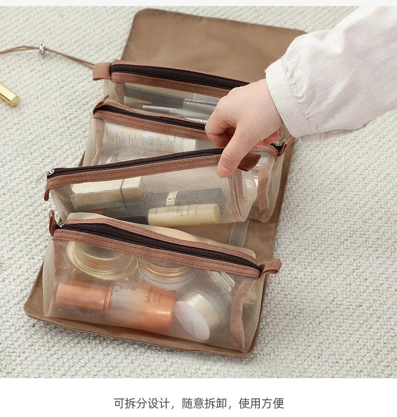 4-in-1 Foldable Hanging Cosmetic Bag | Travel Toiletry Organizer