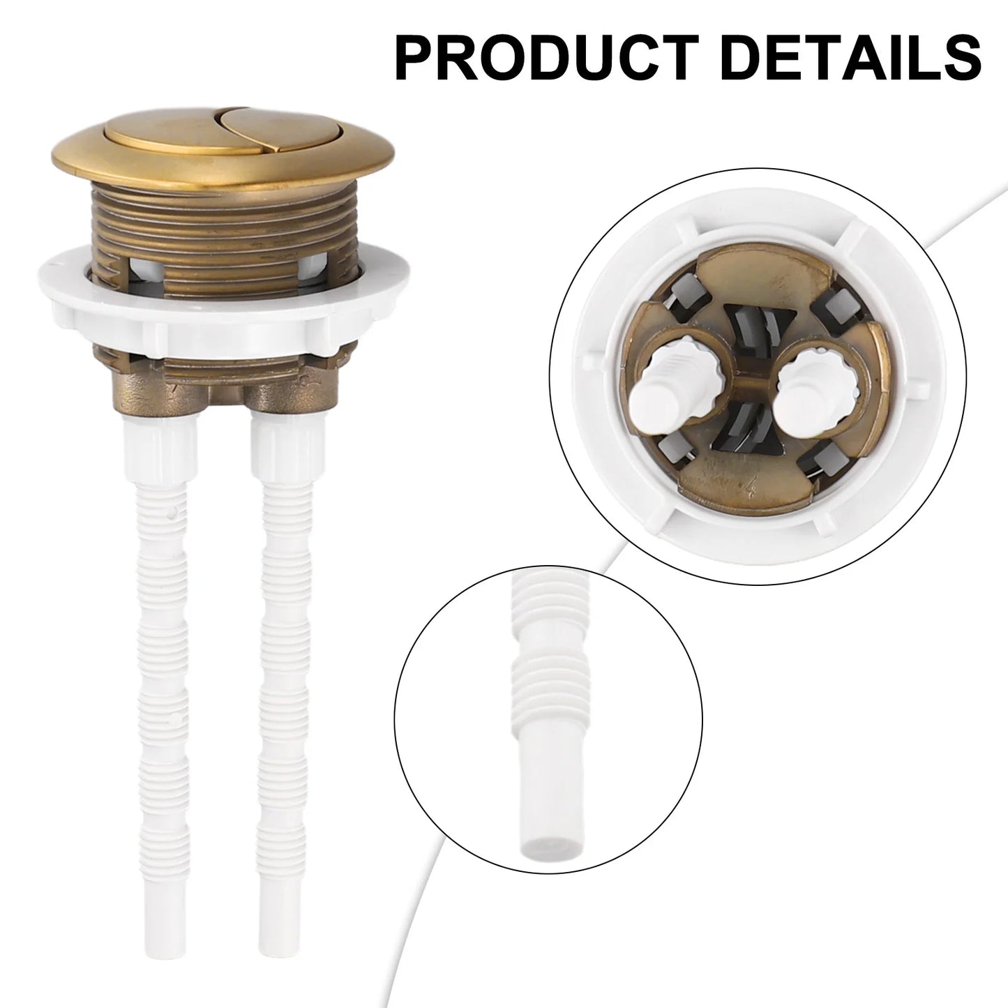 ABS Toilet Tank Round Stem Button Brushed Gold Close Coupled Flush