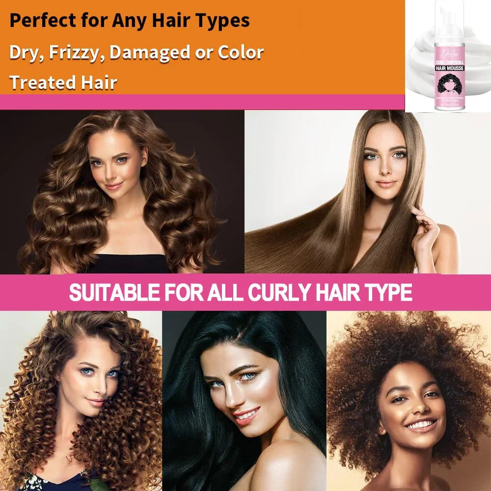 1/2PCS Curl Defining Mousse, Anti-Frizz Bouncy Cream Hair Curling Cream Mousse Hydrate Defined Curl Enhancer hair Styling Creamy Peaceful Pleasures Health and Wellness