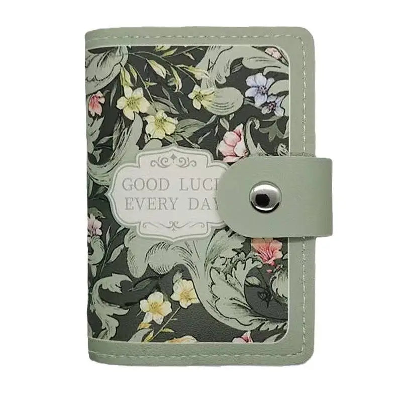 Retro Floral PU Leather Card Holder | Multi-Slot Snap Wallet