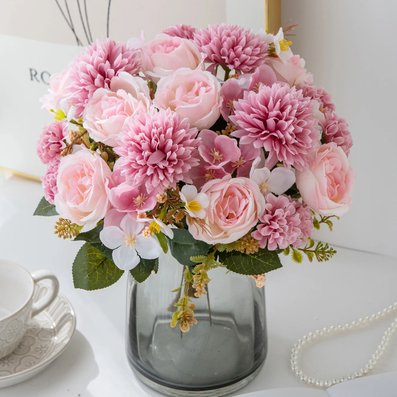 Silk Peony & Chrysanthemum Artificial Flowers – Wedding Décor