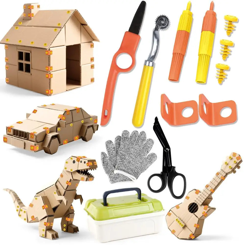 148-Piece Cardboard DIY Construction Kit | Kids STEM Toy