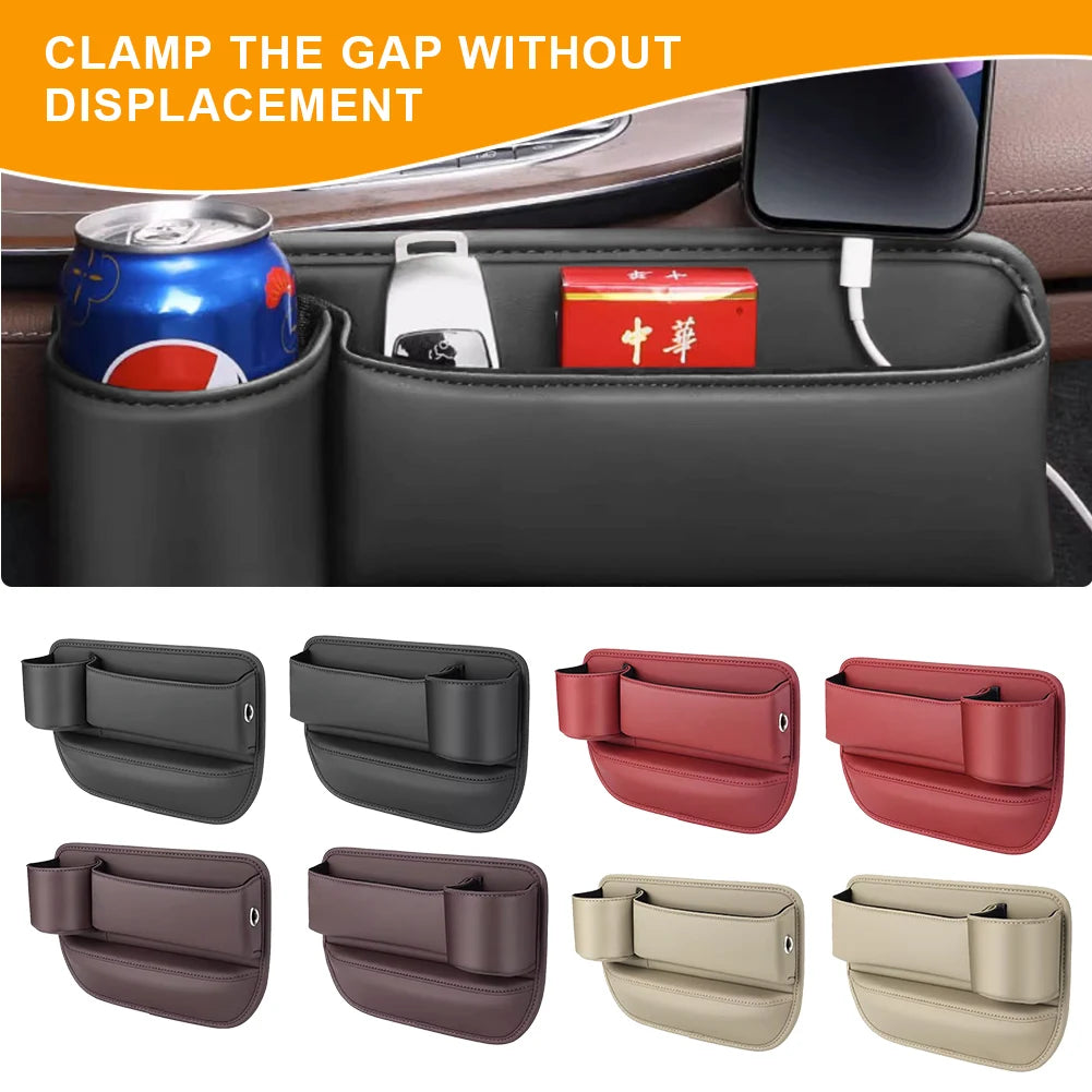 Leather Car Seat Organizer with Cup & Phone Holder Peaceful Pleasures Health and Wellness