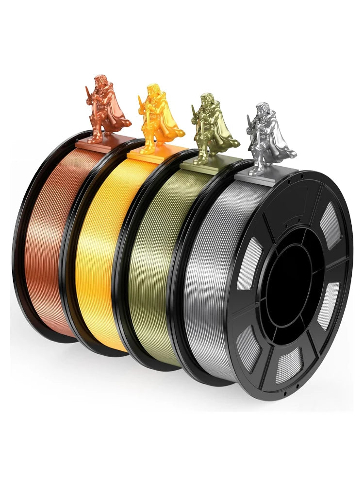Silk PLA Filament 1.75mm 4-Pack | Copper Gold Silver Bronze 250g
