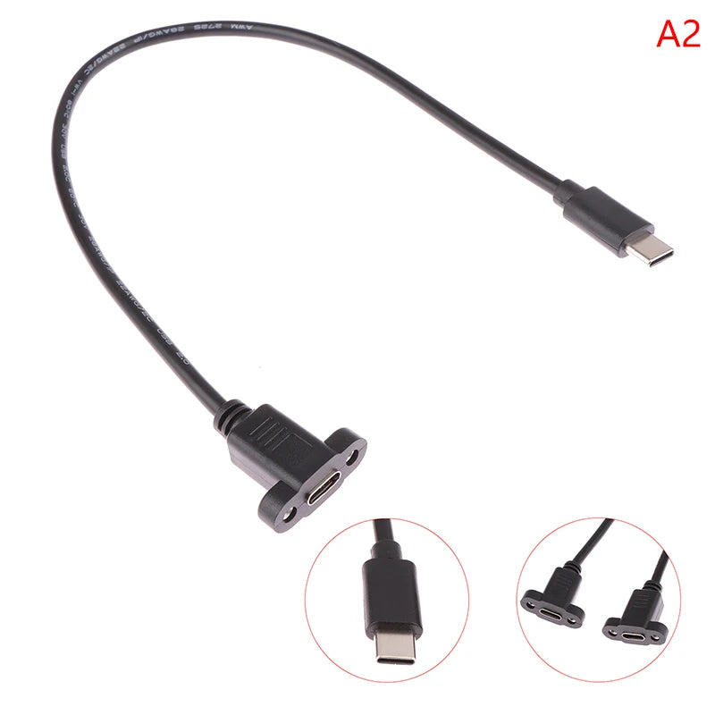 Micro Type USB USB 3.1 Male Connector To Type-c USB 3.1 Female Extension Cable 17mm With Screws Panel Mount Hole 0.3m Peaceful Pleasures Health and Wellness 02