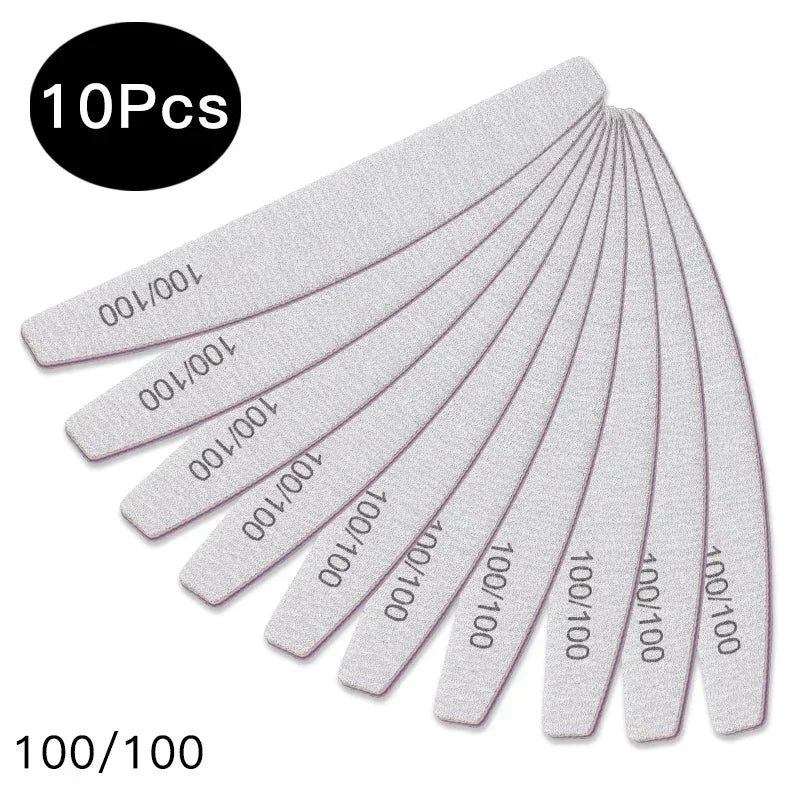 3/5/10Pcs Professional Nail File Sandpaper Strong Thick Nail Files Buffer For Manicure Sanding Half Moon Lime Nail Tools 100/180 Peaceful Pleasures Health and Wellness Q39126 10PCS