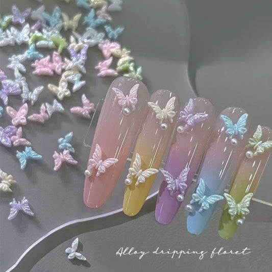 50pcs 3D Glitter Butterfly Nail Charms | Resin Nail Art Decor Nail Art Charms Peaceful Pleasures Health and Wellness
