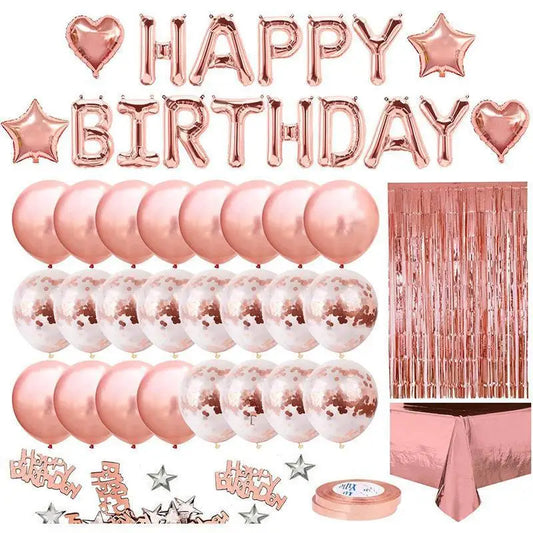 Rose Gold Glitter Birthday Decoration Balloon Rain Silk Tablecloth Peaceful Pleasures Health and Wellness