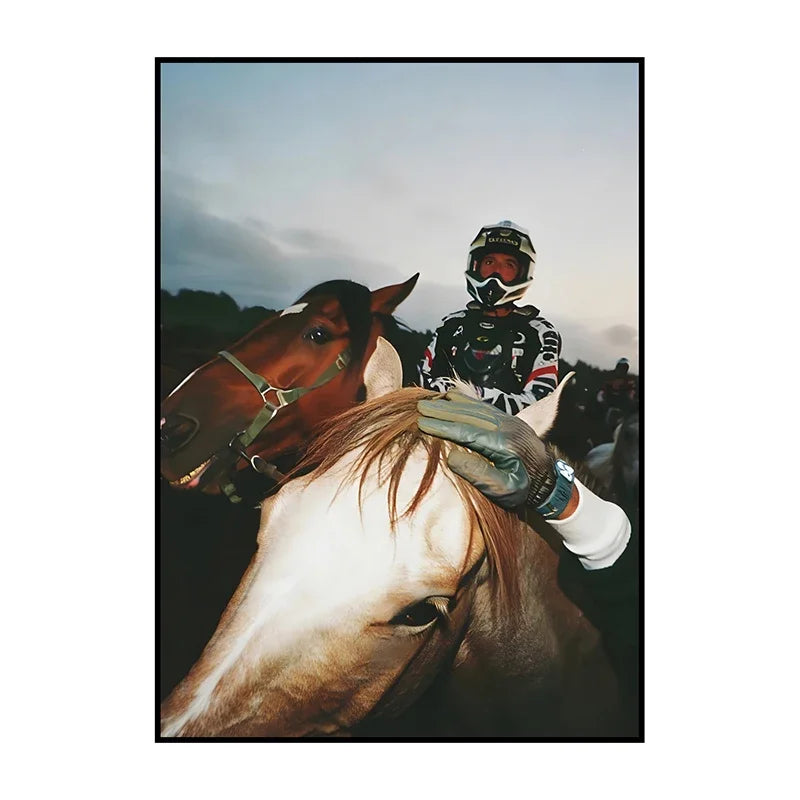 Abstract Cowboy Horseback Canvas Wall Art | Modern Home Decor