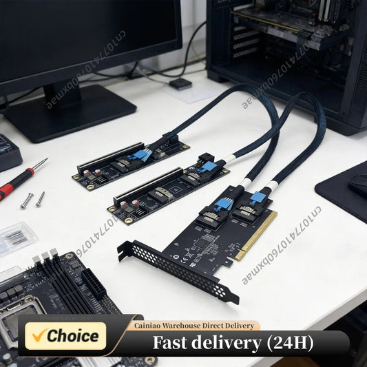Discrete GPU Graphics Card U.2 SSD Extension Adapter PCI Express 4.0 X16 to SlimSAS SFF-8654 8i A-B Cable Converter Riser Cables Peaceful Pleasures Health and Wellness