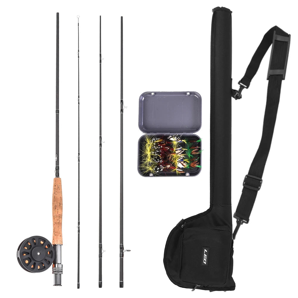 9' Fly Fishing Rod Reel Combo Carry Bag 20 Flies Complete Starter