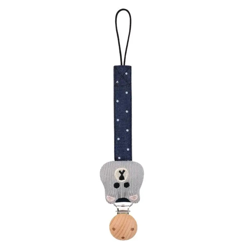 Baby Pacifier Holder Chain with Wooden Clip | Cotton Lanyard
