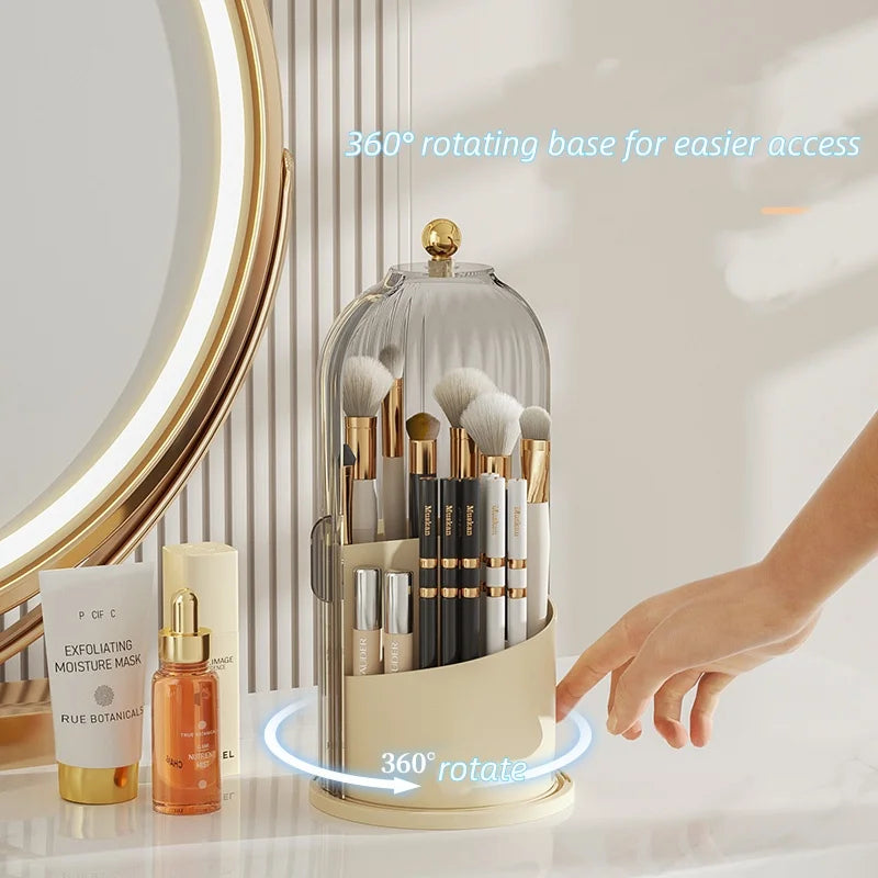 Rotating makeup brush storage box to give your dressing table a new look and easy storage Peaceful Pleasures Health and Wellness