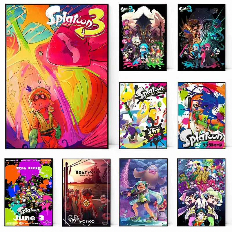 Classic game Splatoon 3 poster anime painting art Canvas printing Wall Home Living Room Internet bar decoration hanging painting Peaceful Pleasures Health and Wellness