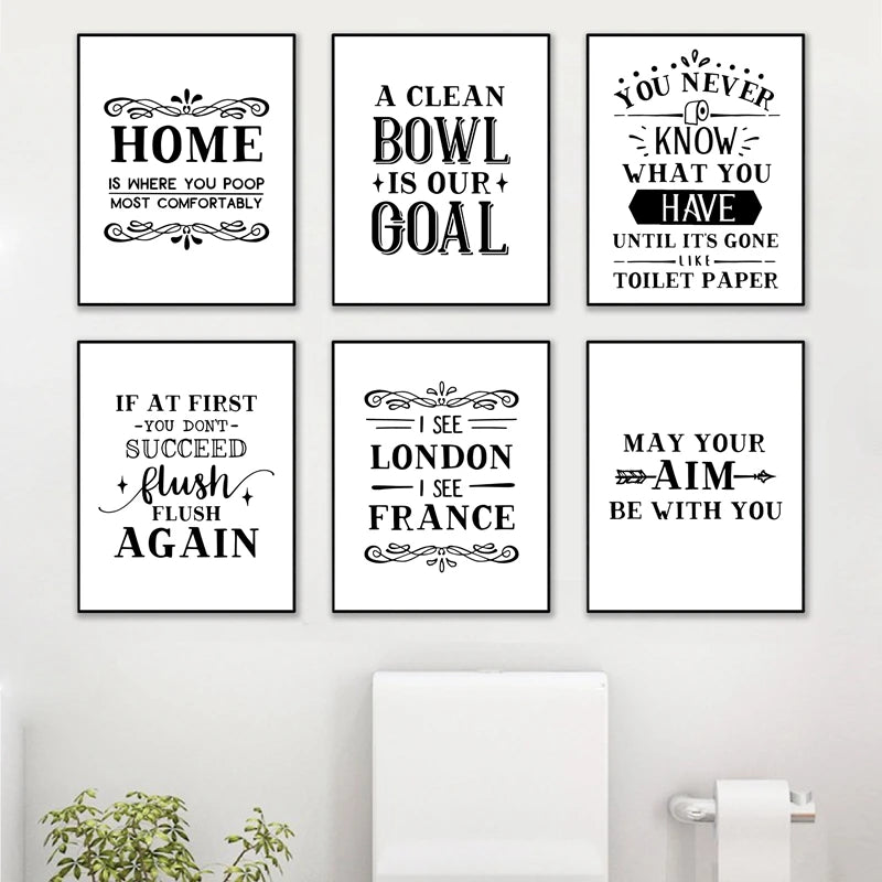 Funny Bathroom Wall Art Canvas Poster | Modern Minimalist WC Decor Canvas Wall Art Poster Peaceful Pleasures Health and Wellness