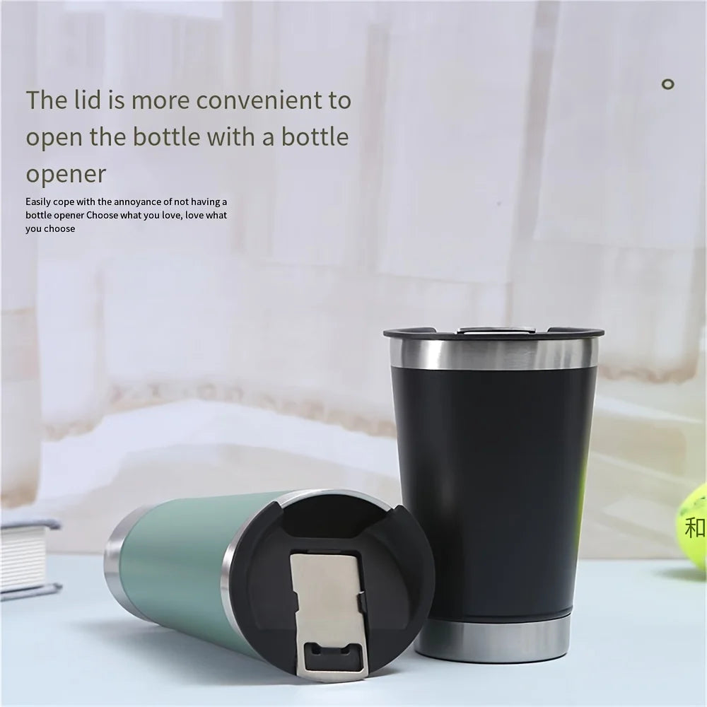 8-Pack 16oz Vacuum Insulated Beer Tumbler Set with Bottle Opener